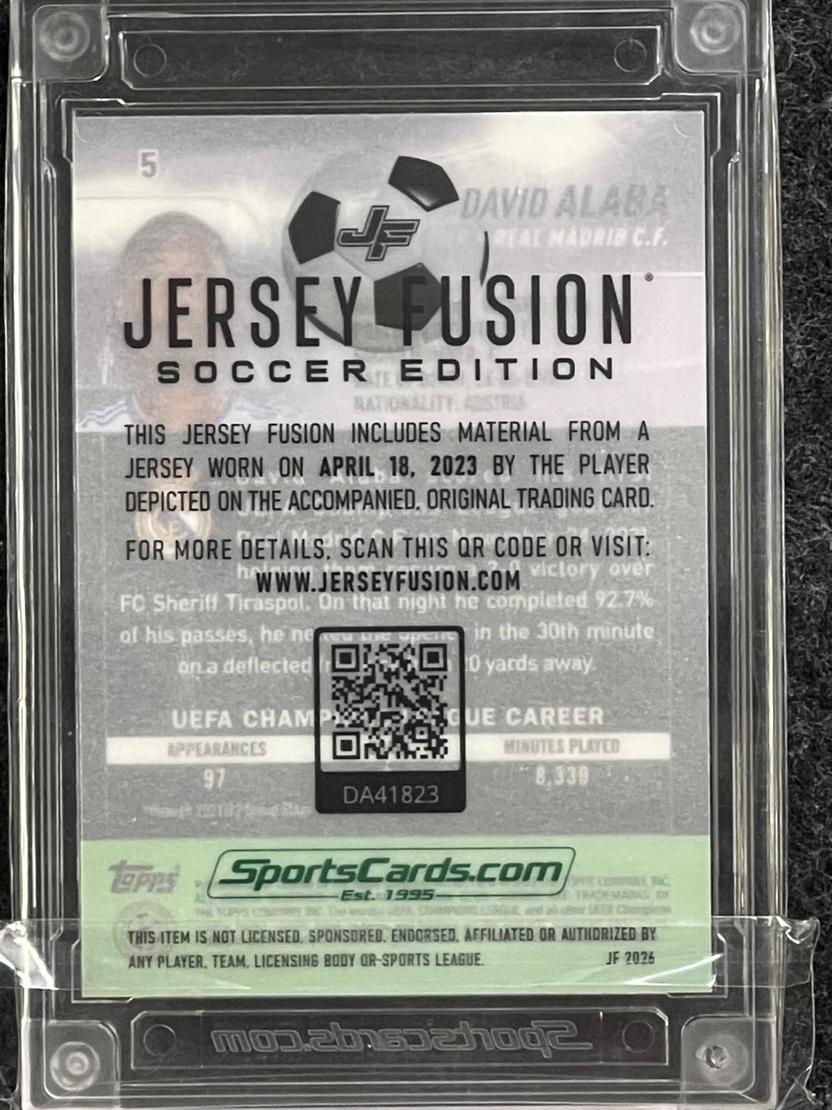 2021-22 Stadium Club Chrome UEFA Champions League #5 David Alaba Jersey Fusion Player Worn #'d /25