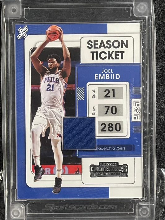 2021-22 Panini Contenders #67 Joel Embiid Jersey Fusion Player Worn