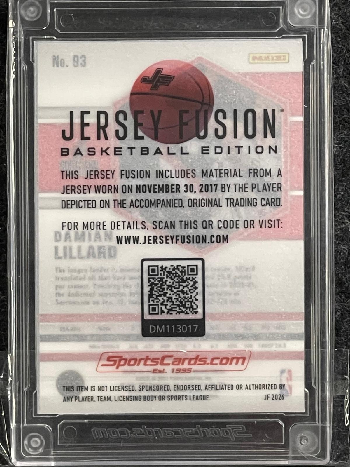 2020-21 Panini Mosaic #93 Damian Lillard Jersey Fusion Player Worn
