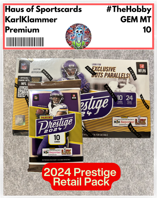 2024 Panini Prestige Football Retail Pack | 10 Cards | Dots Parallel & Top Rookies