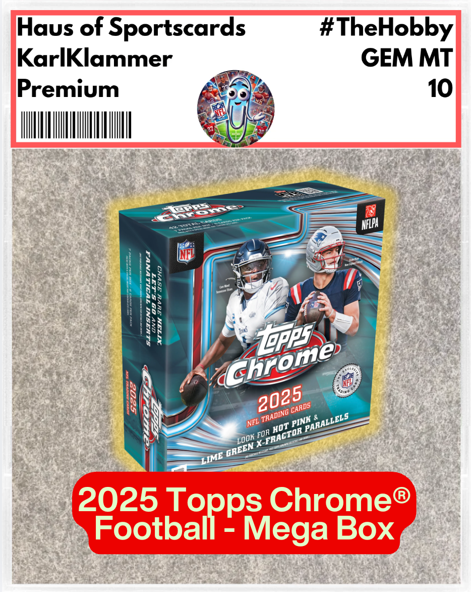 2025 Topps Chrome Football Mega Box | 42 Cards | X-Fractor Hot Pink & Lime Green