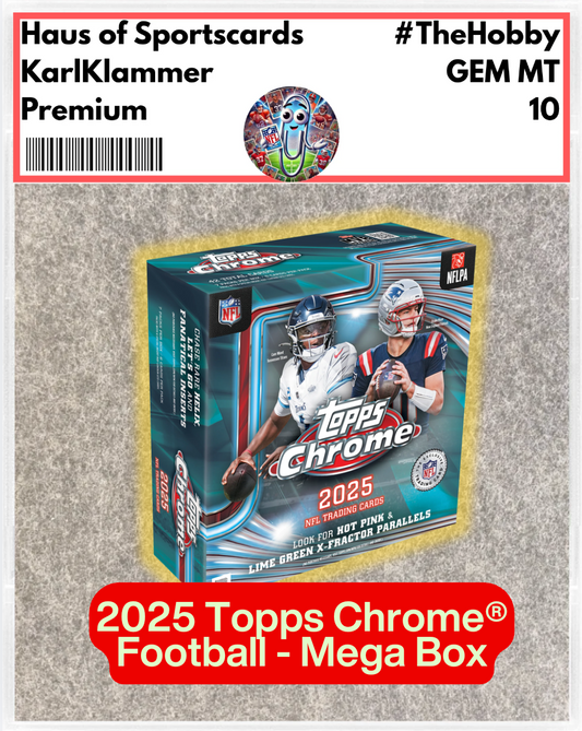 2025 Topps Chrome Football Mega Box | 42 Cards | X-Fractor Hot Pink & Lime Green
