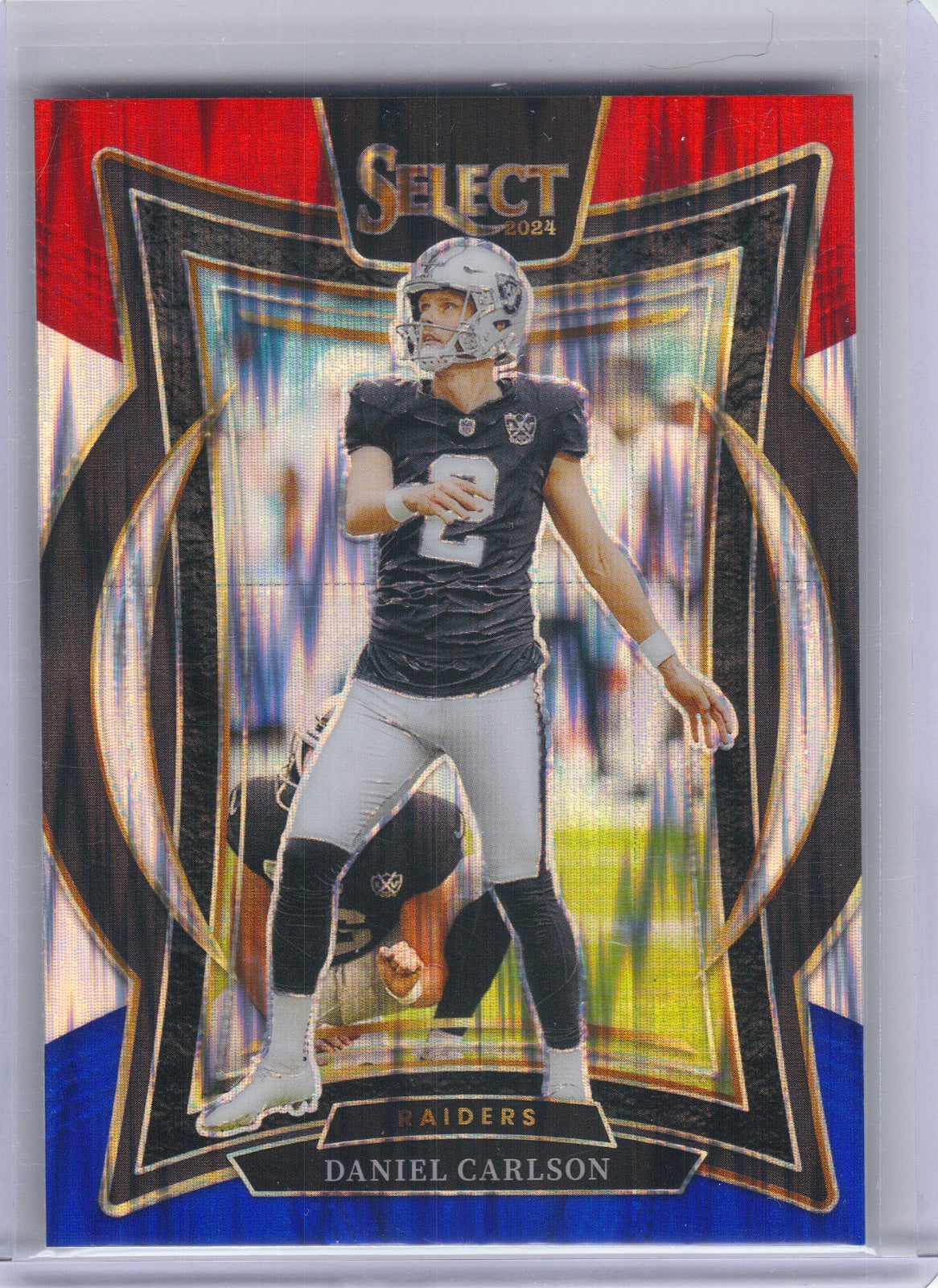Daniel Carlson Las Vegas Raiders 2024 Panini Select - Red & Blue Prizm Shock #43