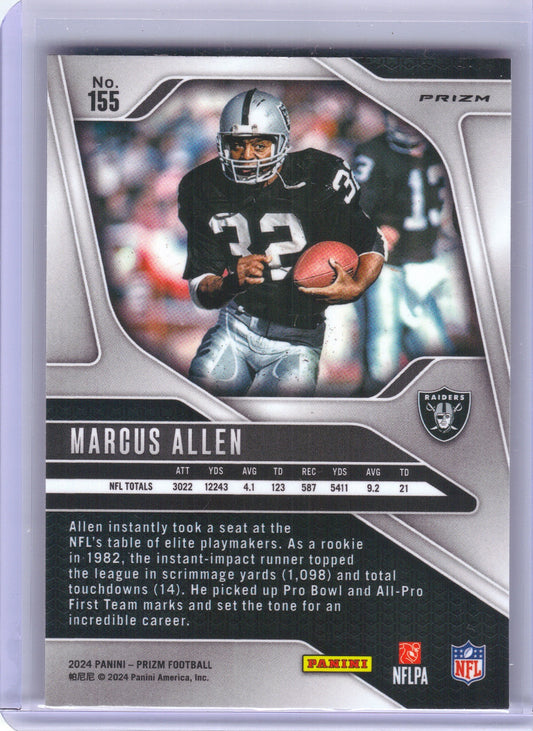 Marcus Allen Los Angeles Raiders 2024 Panini Prizm - Orange Ice #155 (Back)